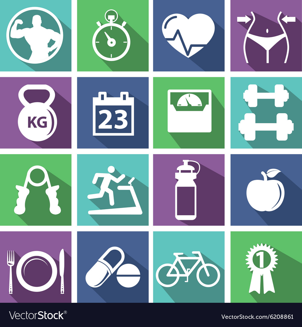 Fitness and Health icons Royalty Free Vector Image