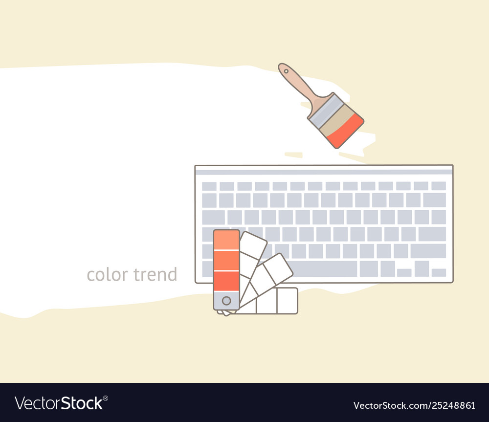 Flat lay with color palette guide keyboard vector image Flat lay with color palette guide keyboard