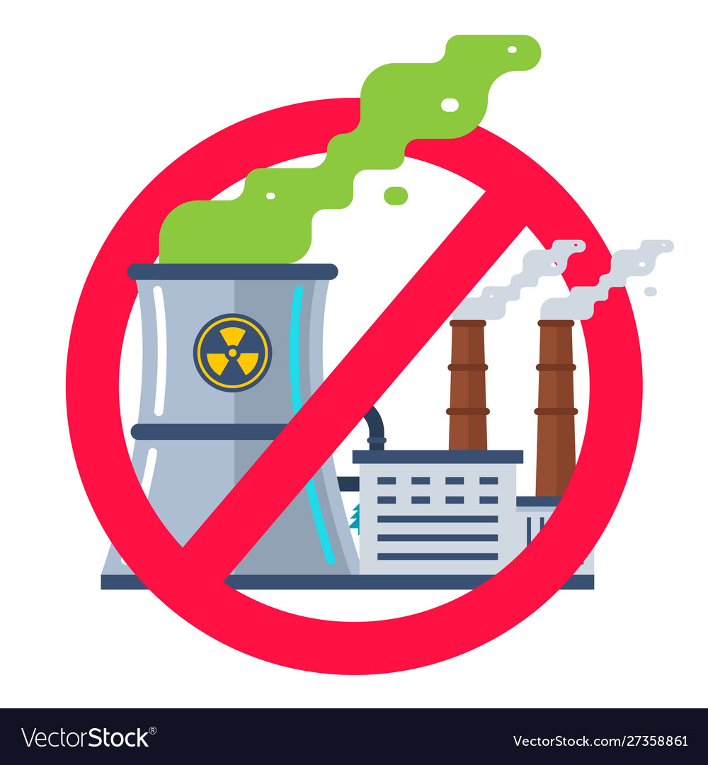 Forbidden sign nuclear plants Royalty Free Vector Image