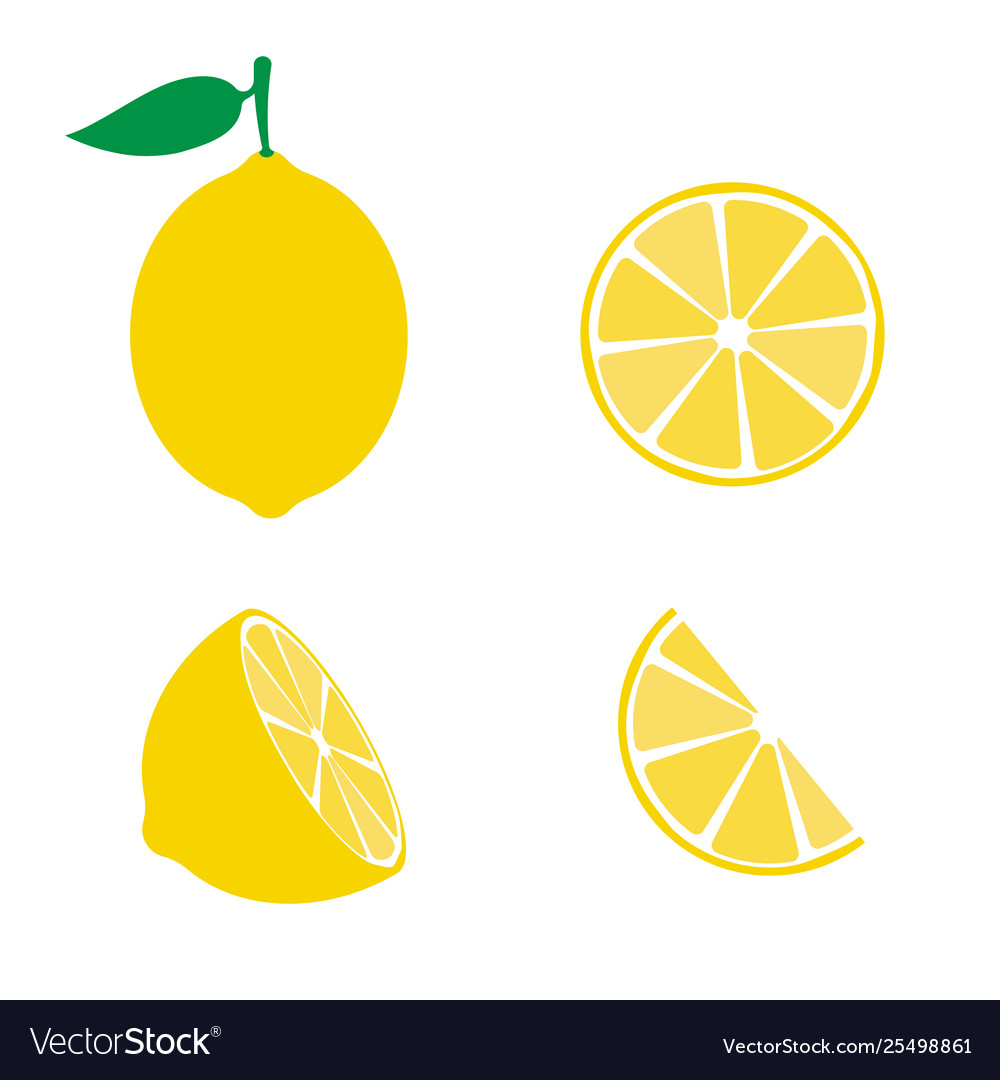 Lemon fruit icons symbols set Royalty Free Vector Image
