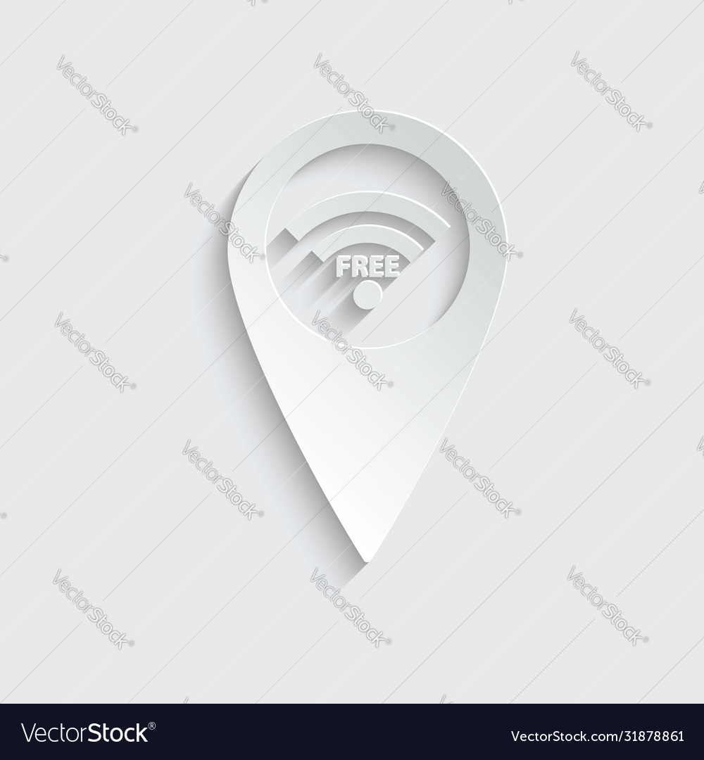 Paper map pointer with free wifi icon