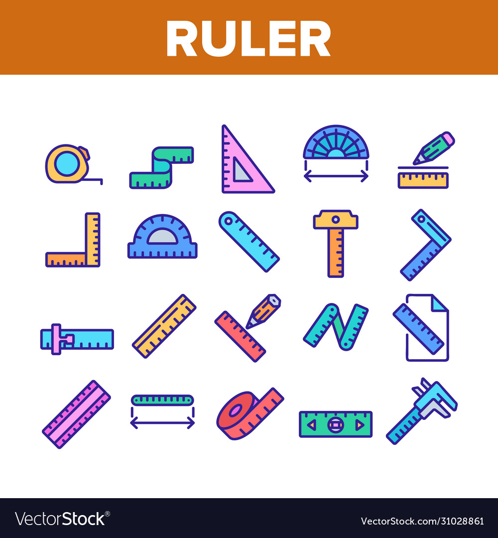 Ruler measuring tool collection icons set vector image Ruler measuring tool collection icons set