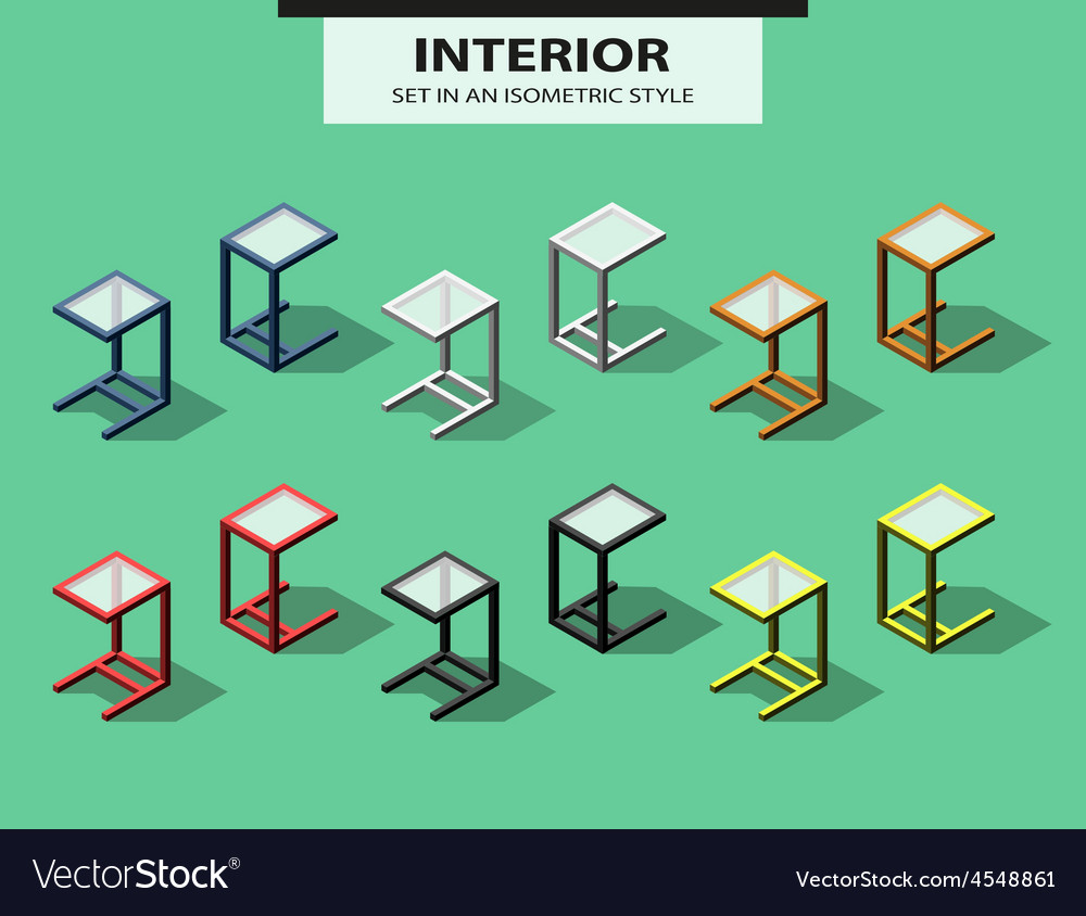 Set of added tables in isometric style