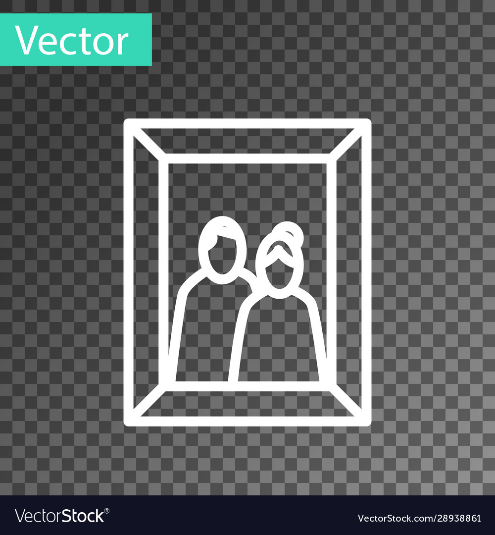 White line picture frame on table icon isolated vector image White line picture frame on table icon isolated