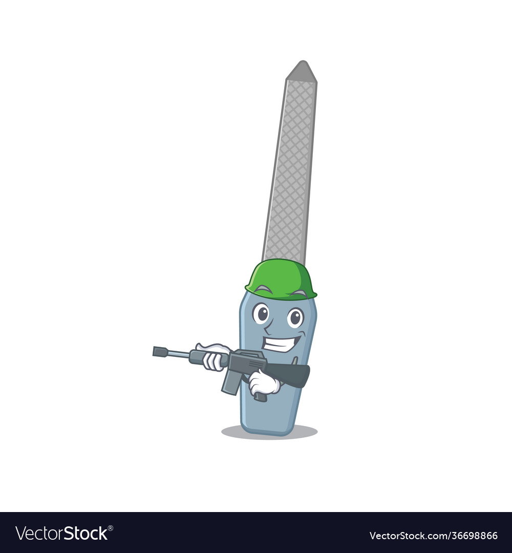 A charming army nail file having machine gun