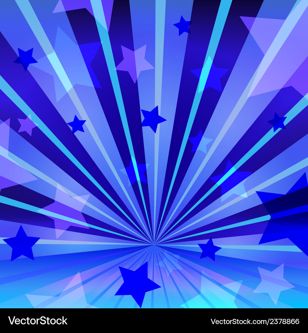 Abstract blue background with stars and radiating Vector Image