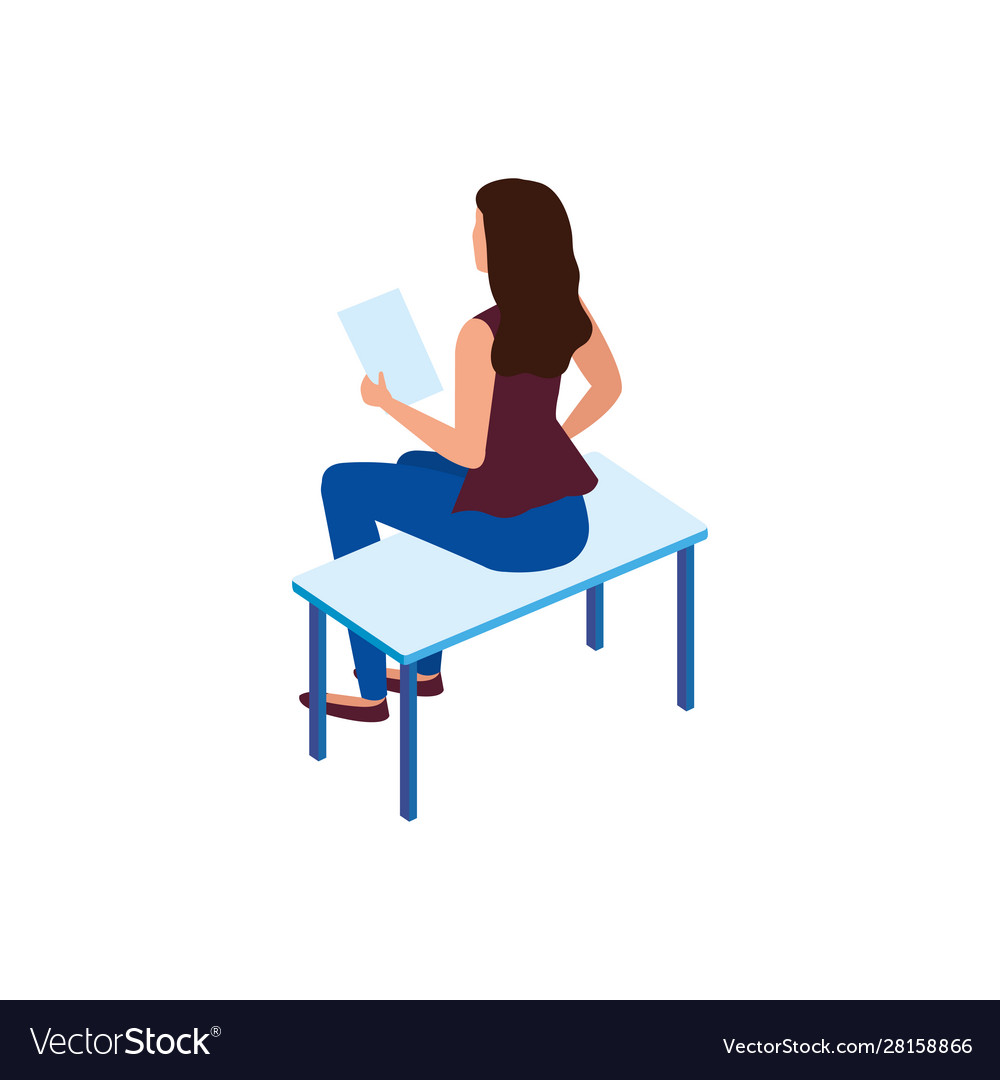 Back beautiful woman sitting avatar character Vector Image