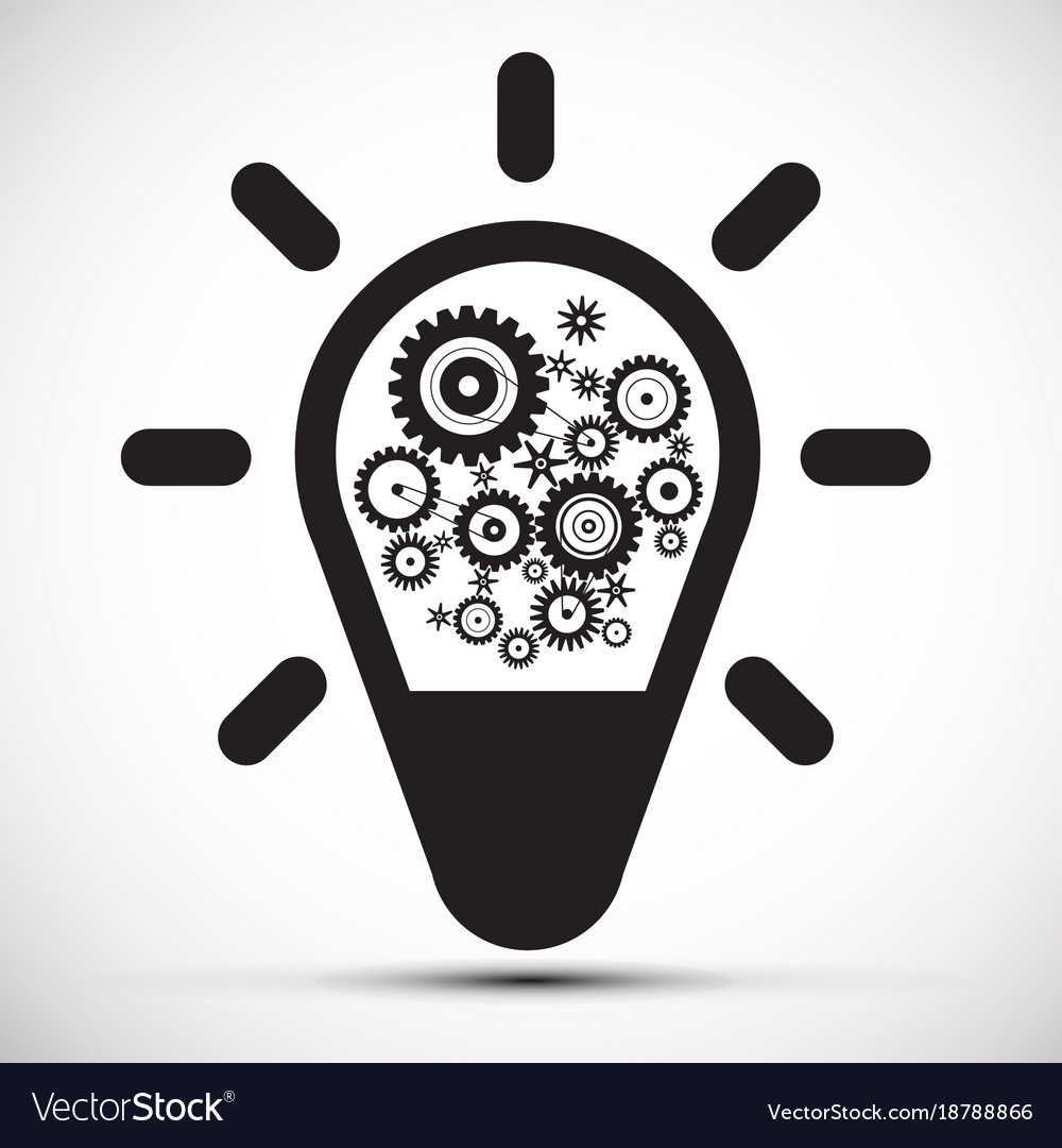 Bulb with cogs - gears icon