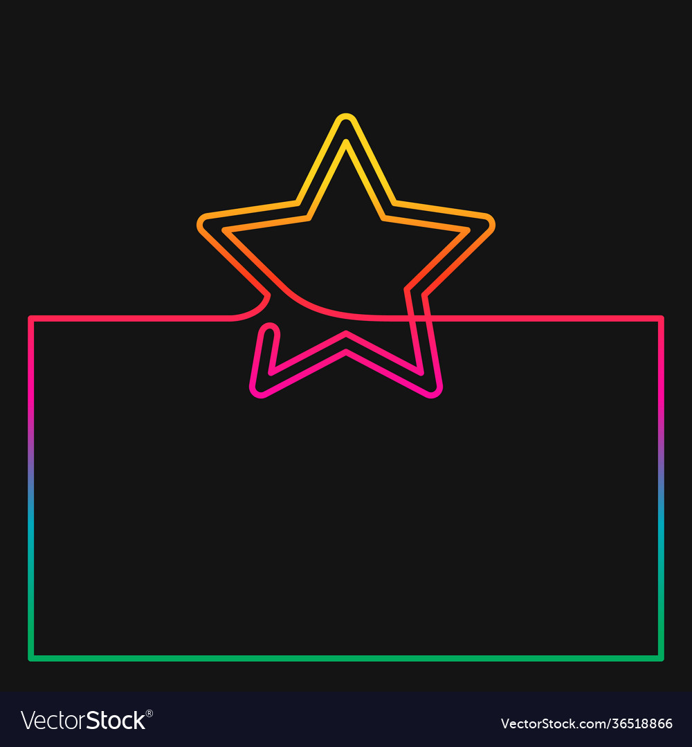 Continuous line drawing box border with star