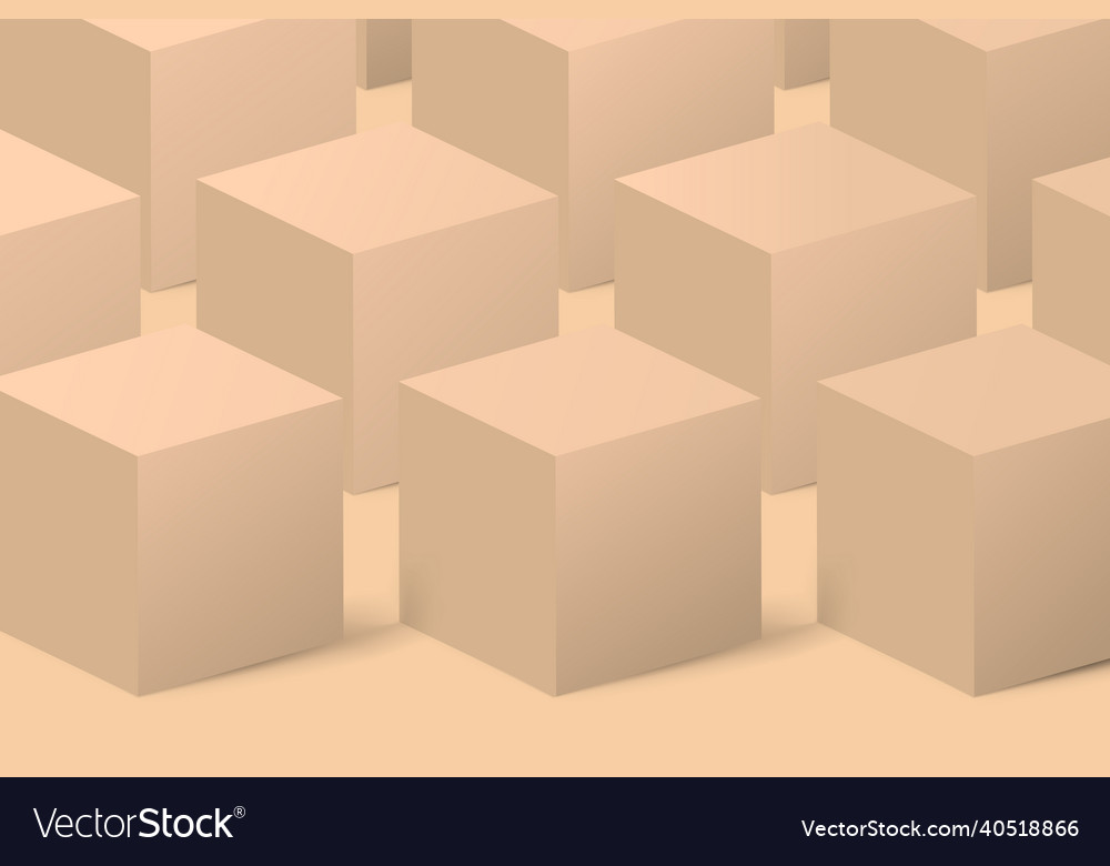 Cream cube pattern background 3d geometric shape