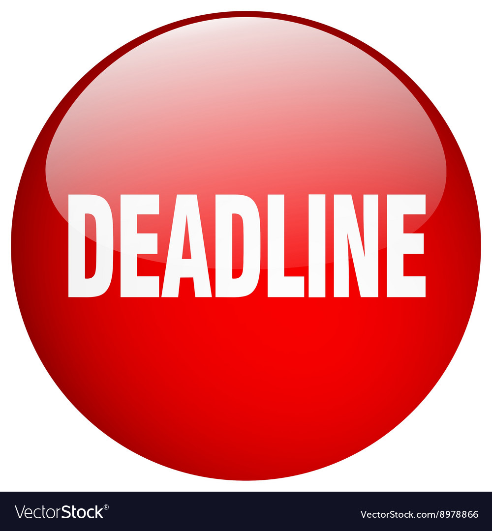 Deadline red round gel isolated push button