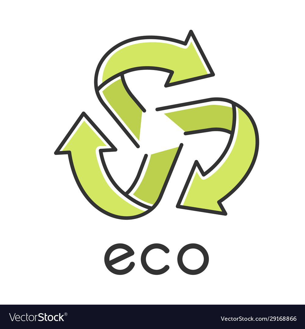 Eco label color icon three green rounded arrows