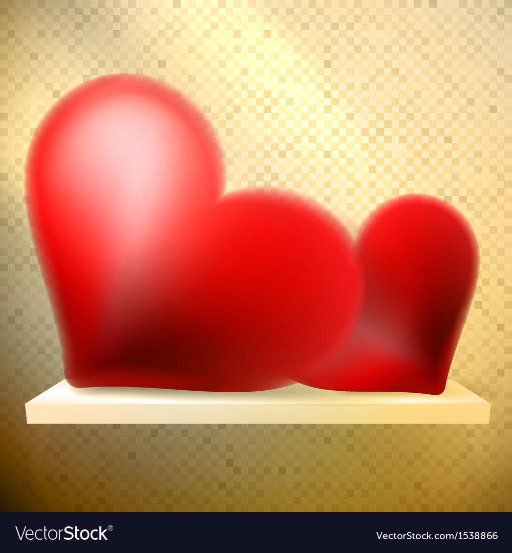 Empty shelf with red hearts
