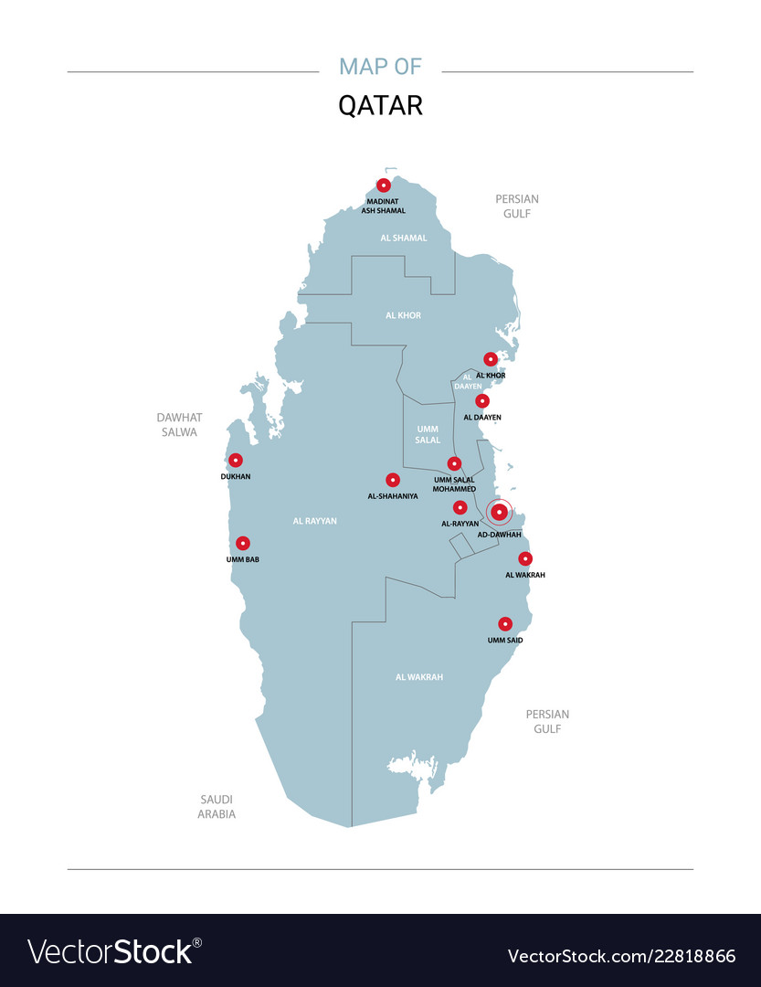 Qatar map with red pin Royalty Free Vector Image