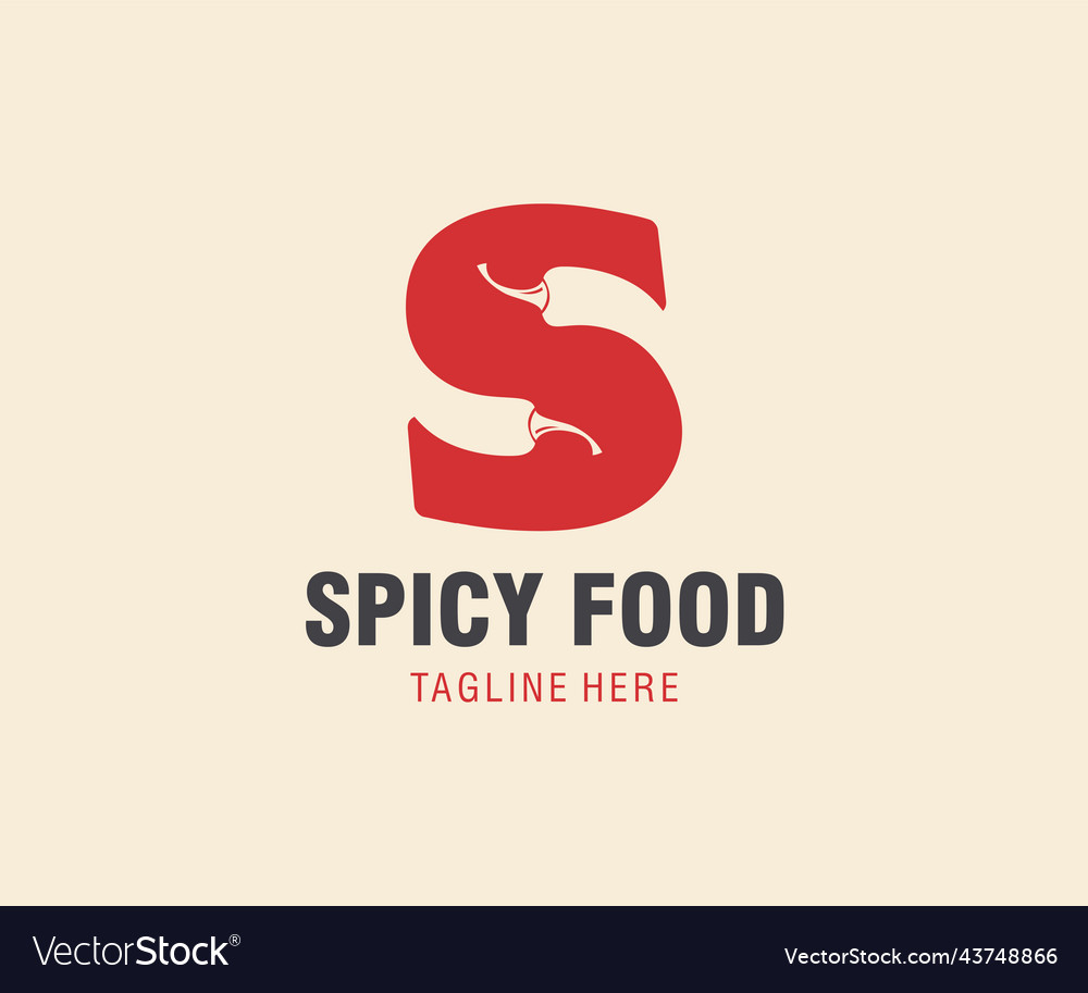 Red chili pepper letter s logo design template