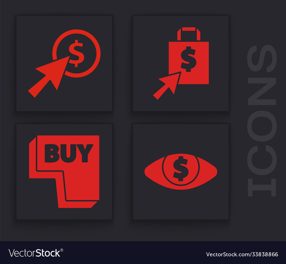 Set eye with dollar cursor and coin shoping bag