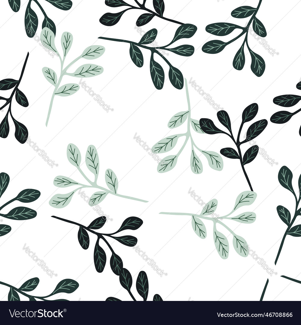 Simple branches with leaves seamless pattern vector image Simple branches with leaves seamless pattern