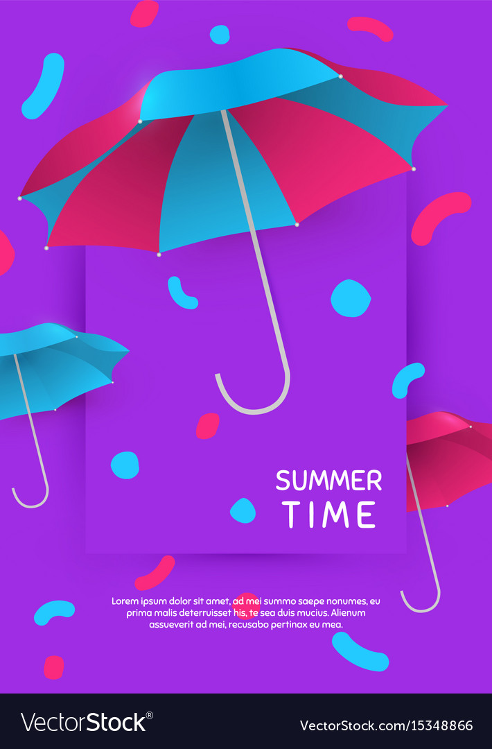 Summer time poster template with umbrella Vector Image