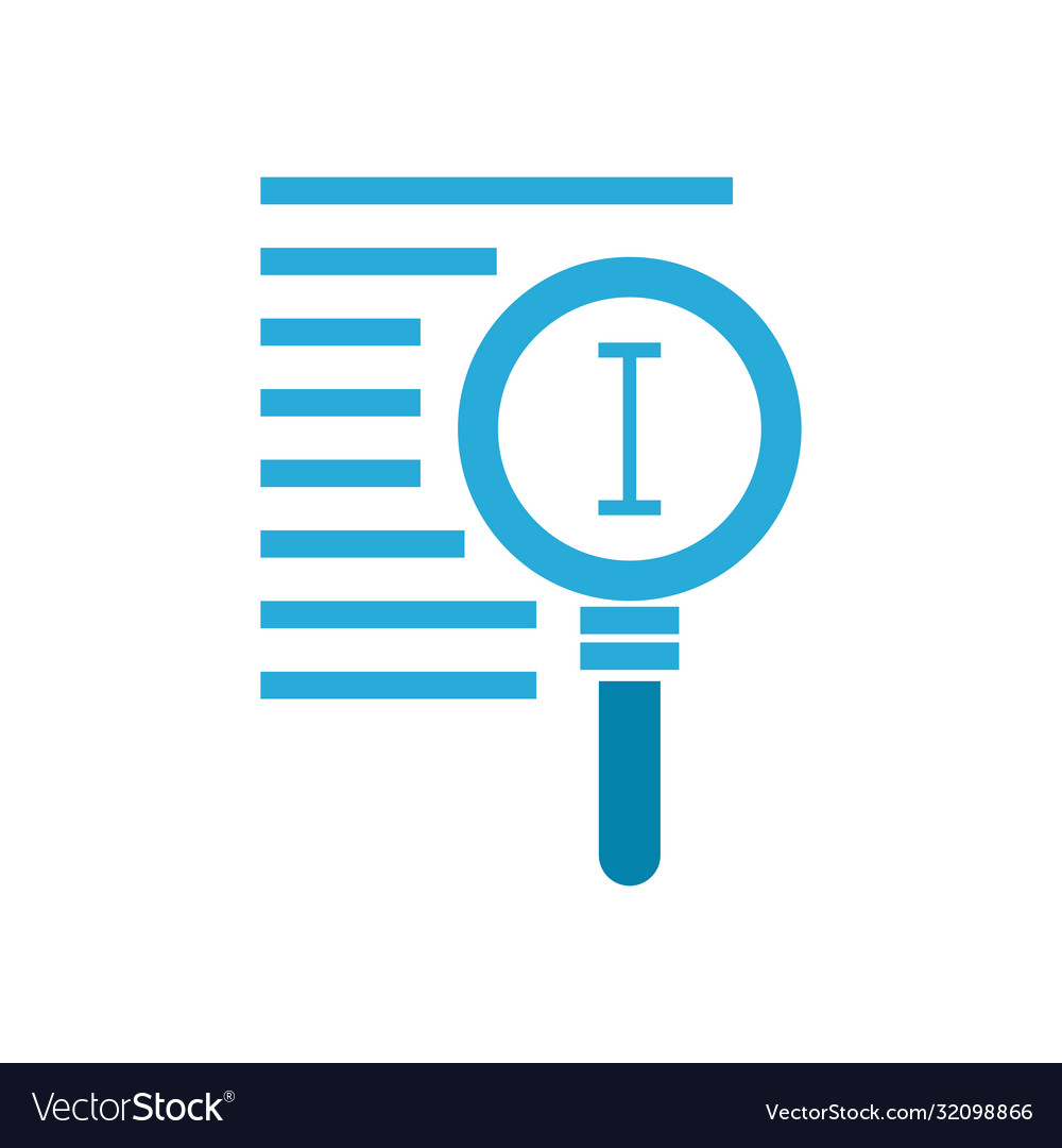 Text edit cursor line inside lupe flat style icon