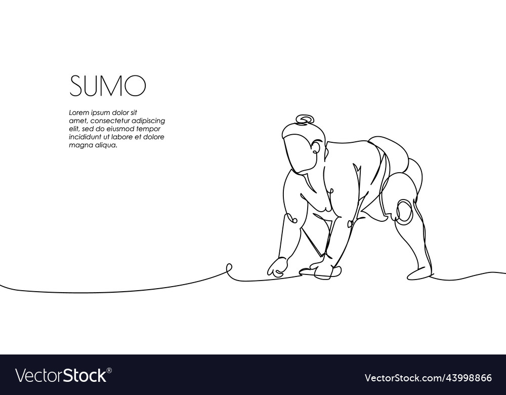 Web banner with sumo wrestler one line art