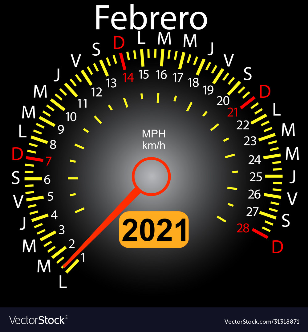 2021 year calendar speedometer car in spanish