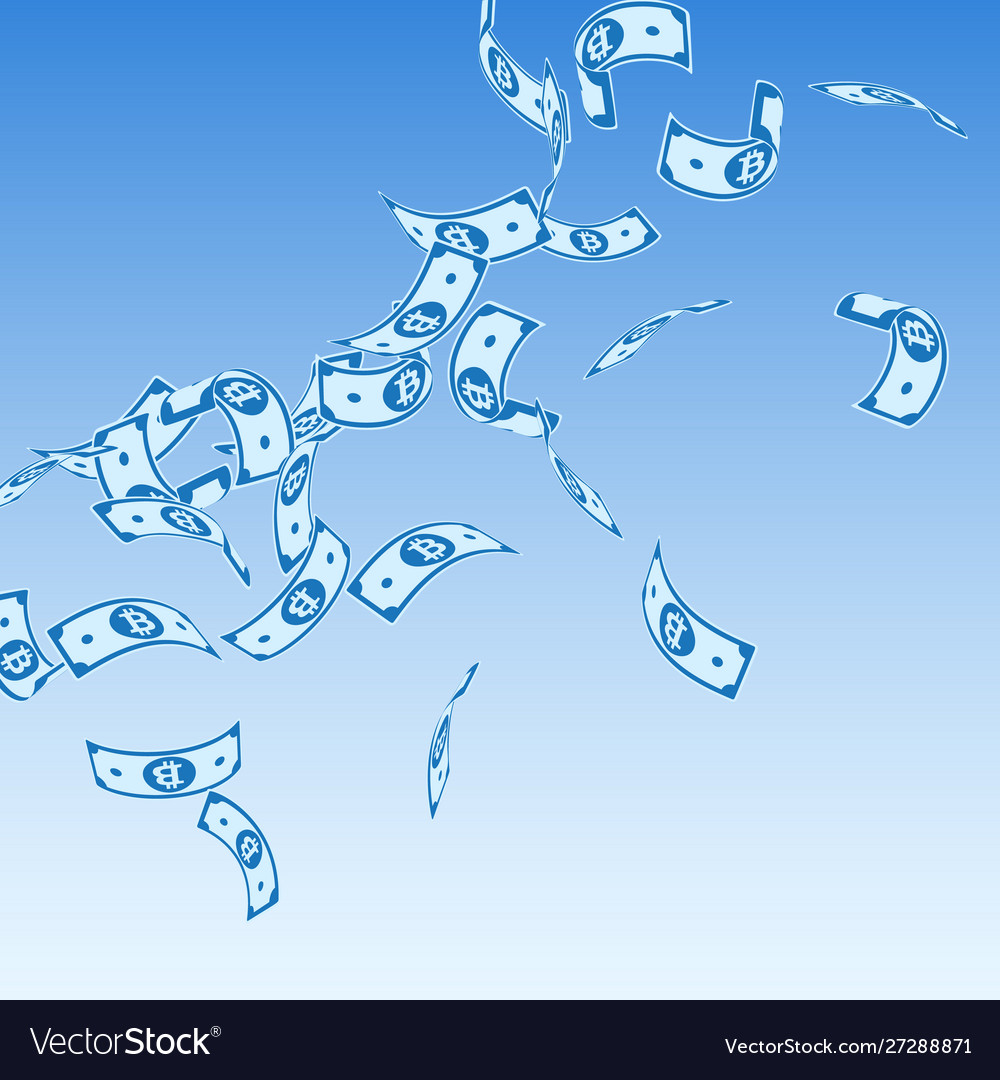 Bitcoin internet currency notes falling floating
