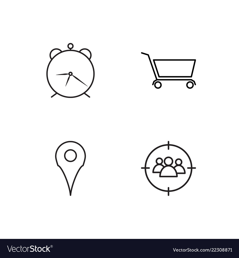 Business simple outlined icons set