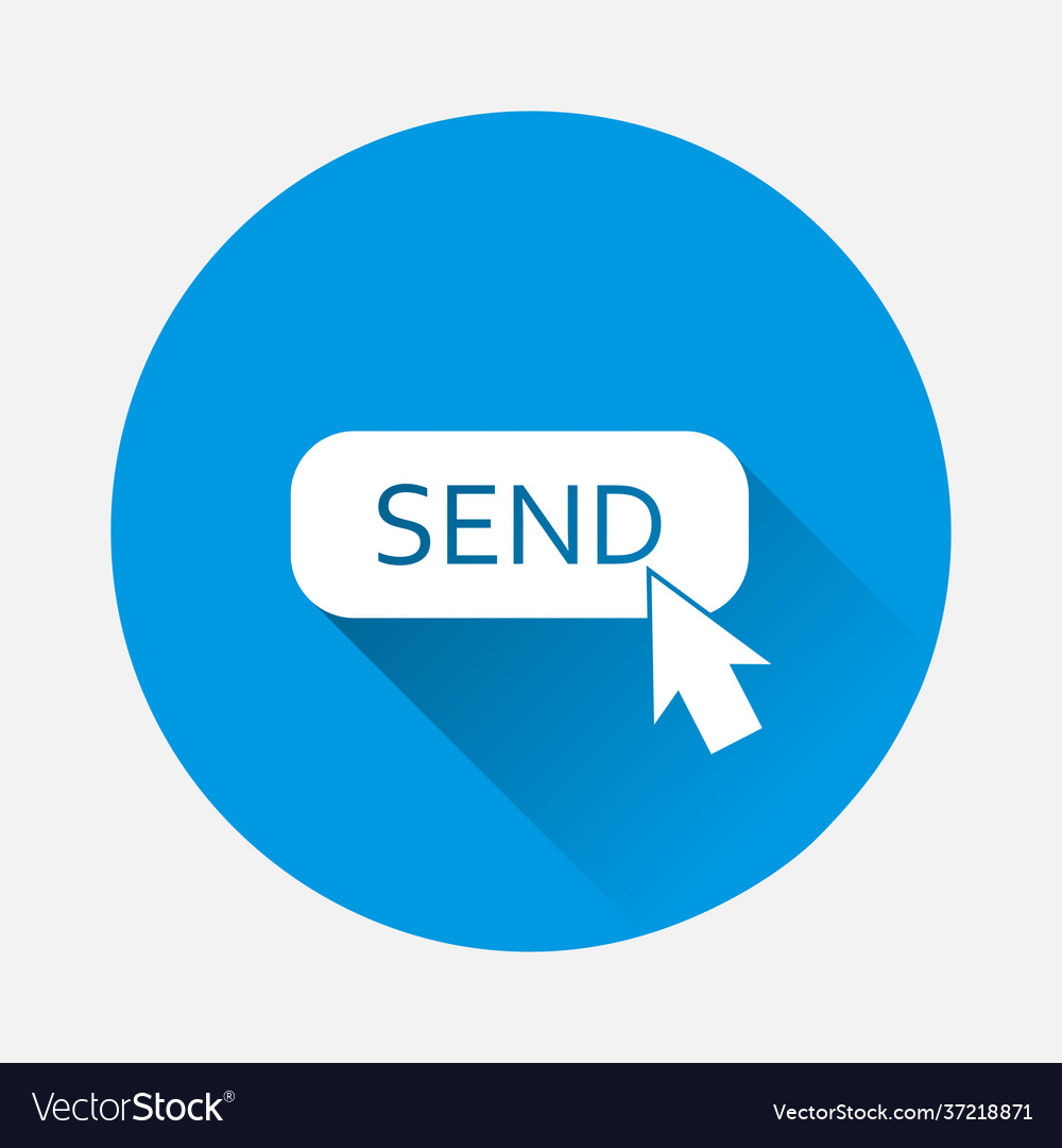 Button send with cursor icon on blue vector image Button send with cursor icon on blue