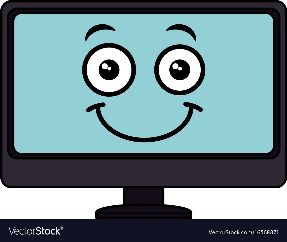 Computer display kawaii character