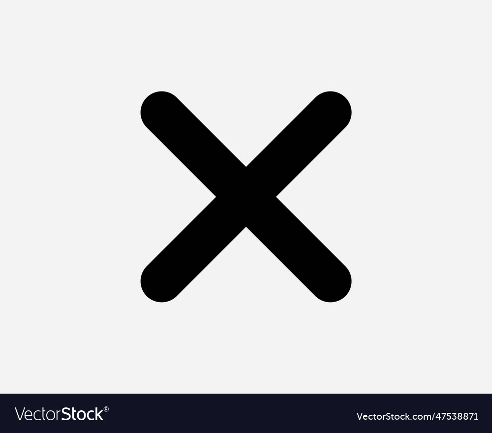 Cross mark icon x delete cancel close rejected vector image Cross mark icon x delete cancel close rejected
