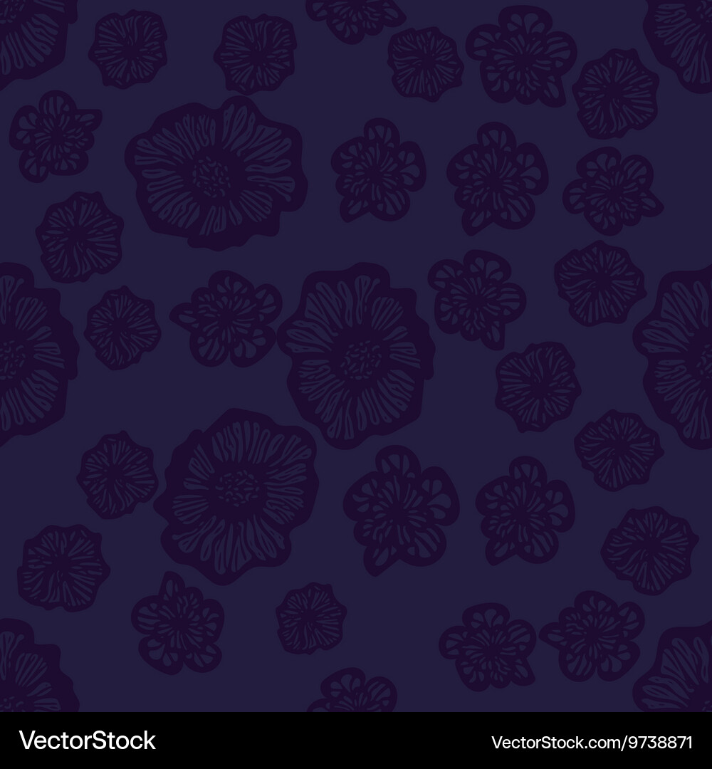 Dark violet seamless flower pattern Royalty Free Vector