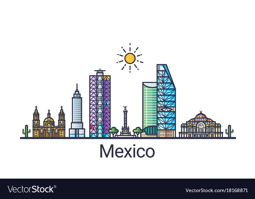 Flat Line Mexico Banner Royalty Free Vector Image