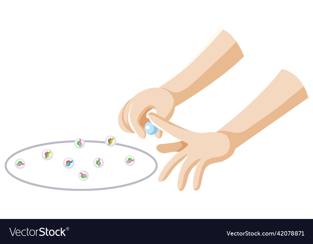 Flicking hand and marbles Royalty Free Vector Image