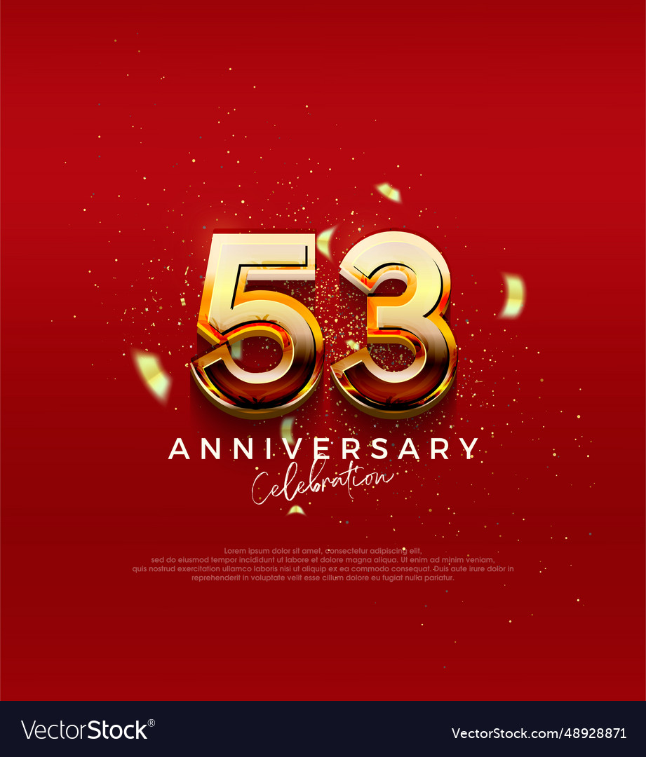 Golden number for 53rd anniversary celebration Vector Image