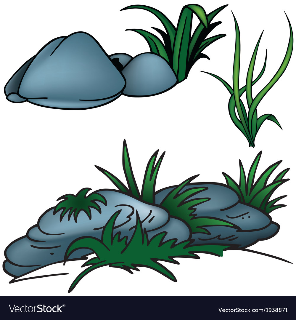 Grass and rocks Royalty Free Vector Image - VectorStock