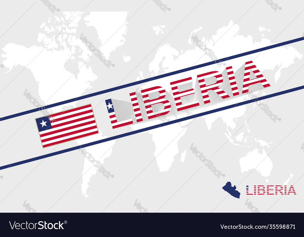 Liberia map flag and text