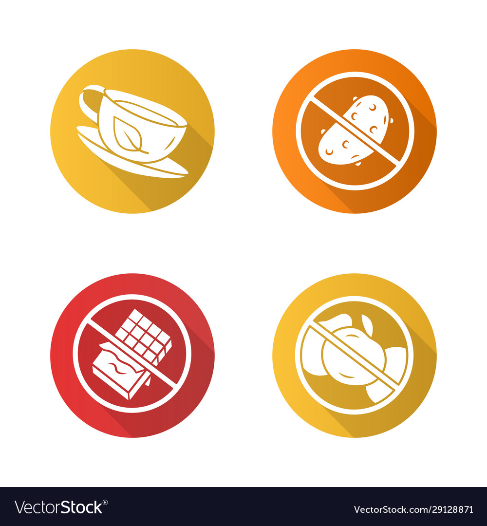 Low carbs flat design long shadow glyph icons set