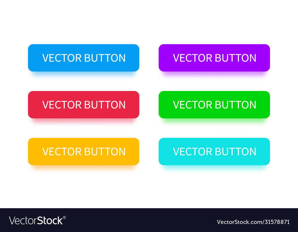 Modern buttons set with falling shadow vector image Modern buttons set with falling shadow