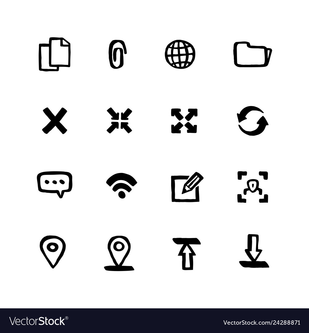 Naive style web icon set and mobile ui doodle Vector Image Naive style web icon set and mobile ui doodle