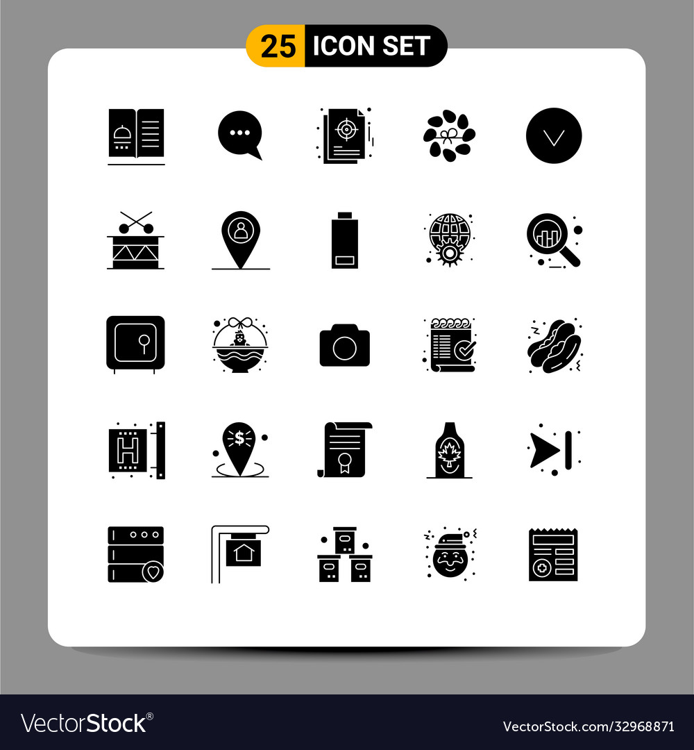 Pictograph set 25 simple solid glyphs arrow