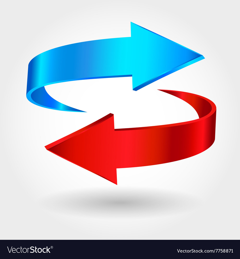 Red and blue arrows are moving towards sign