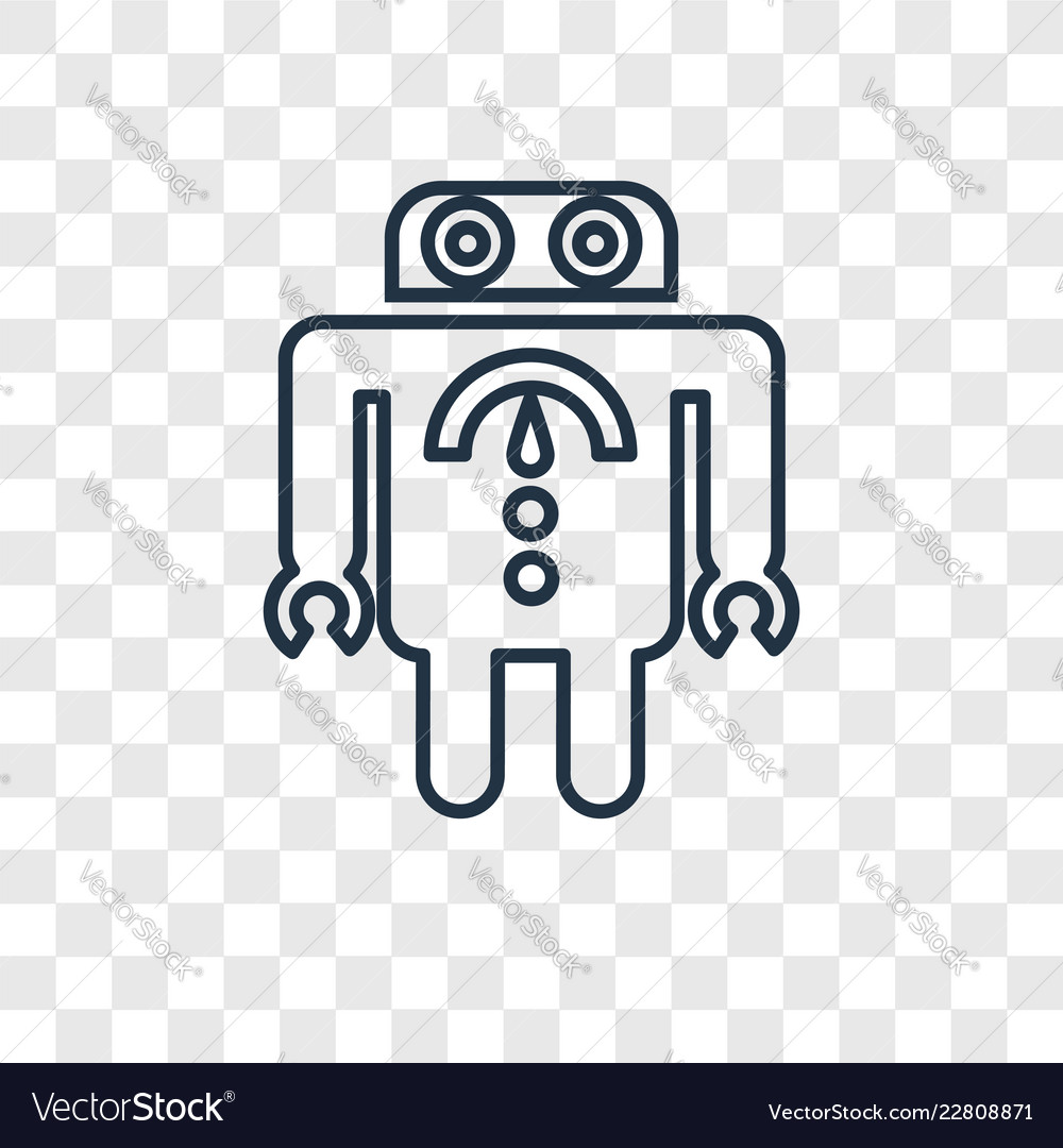 Robot concept linear icon isolated on transparent vector image Robot concept linear icon isolated on transparent