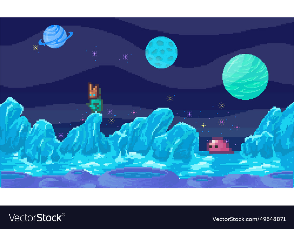 Space game the 8-bit graphics and arcade-style Vector Image Space game the 8-bit graphics and arcade-style
