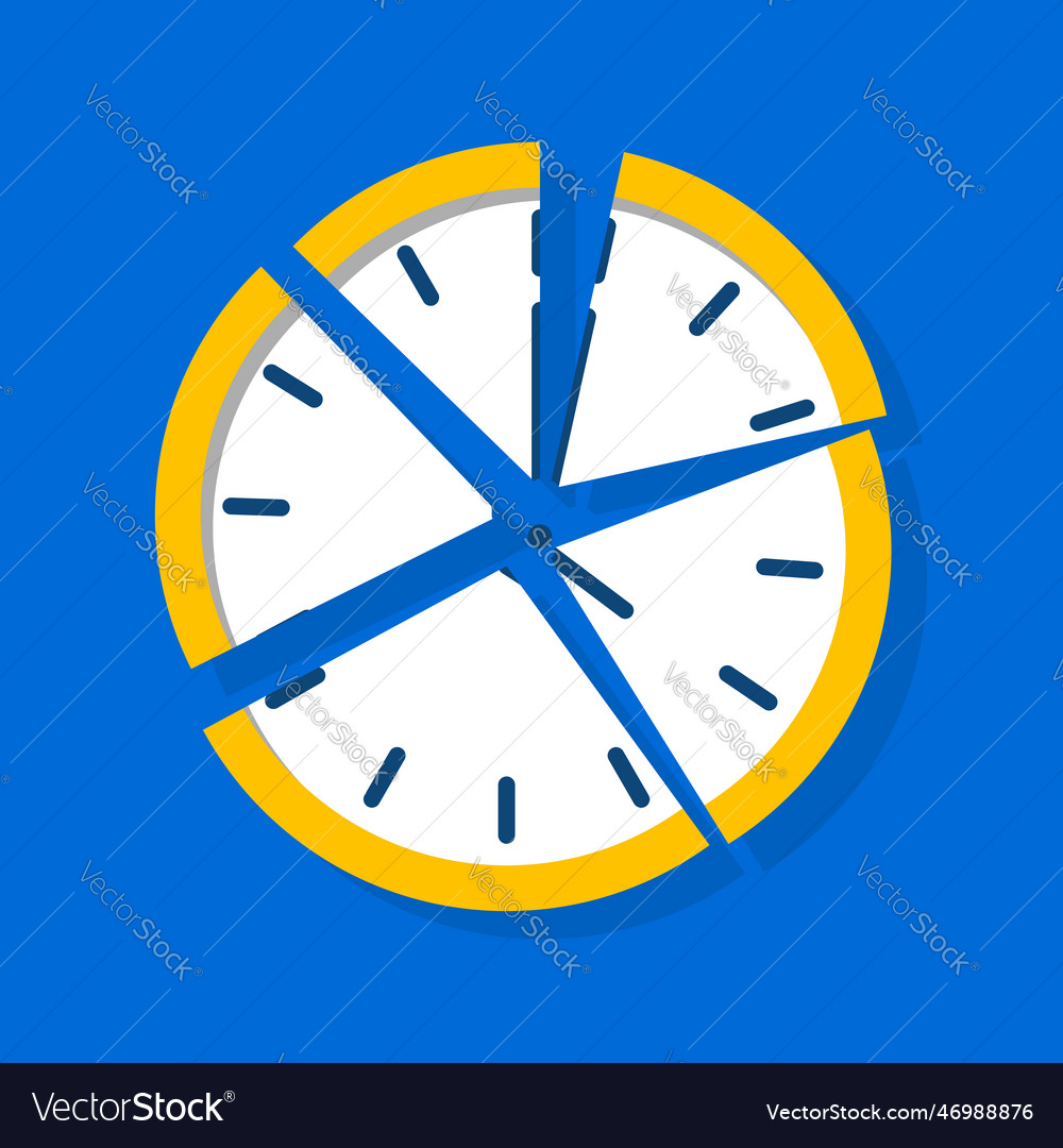 A broken clock with blue background Royalty Free Vector