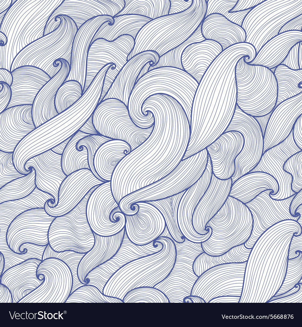 Abstract hand-drawn waves seamless pattern