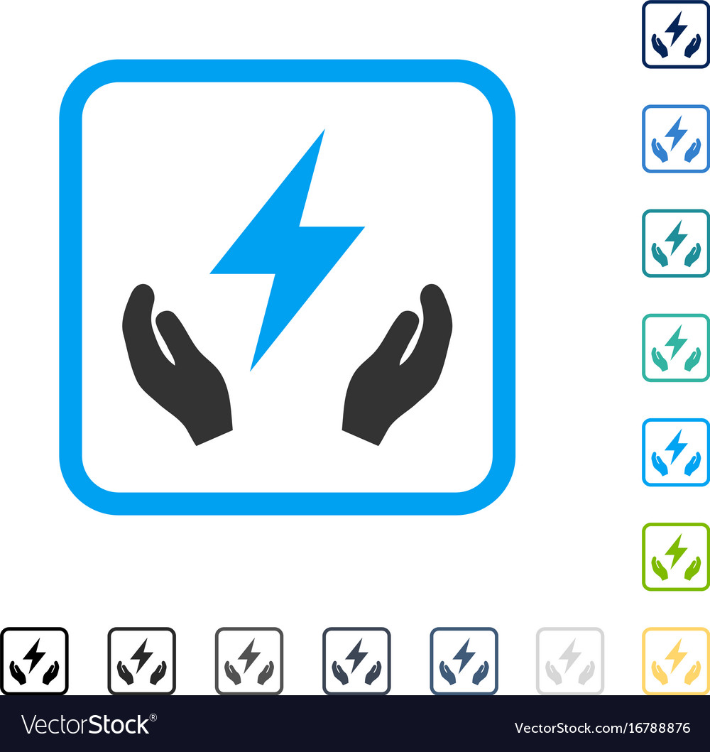 Electricity maintenance hands framed icon