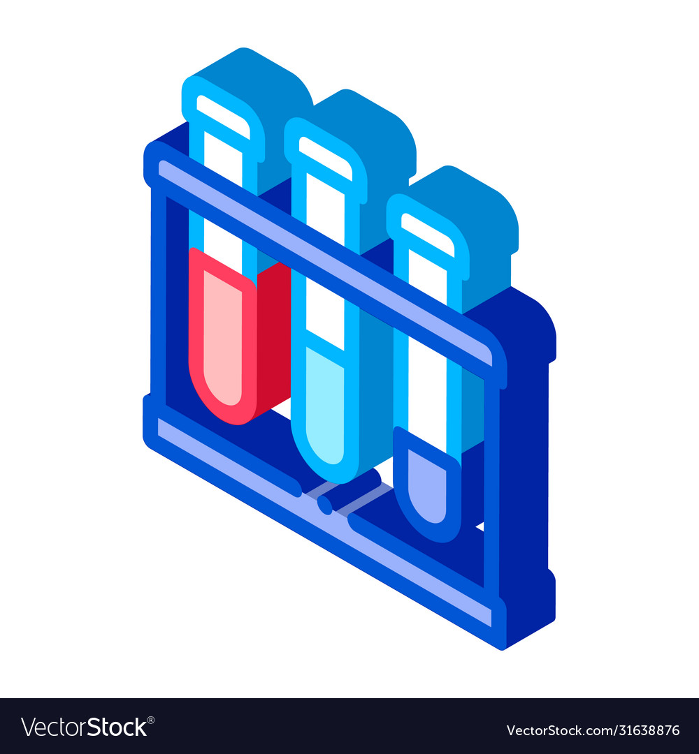 Flask with pathogen analysis isometric icon