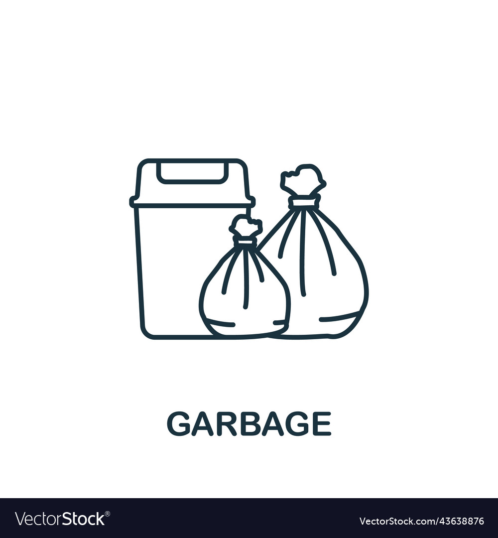 Garbage icon line simple housekeeping vector image Garbage icon line simple housekeeping