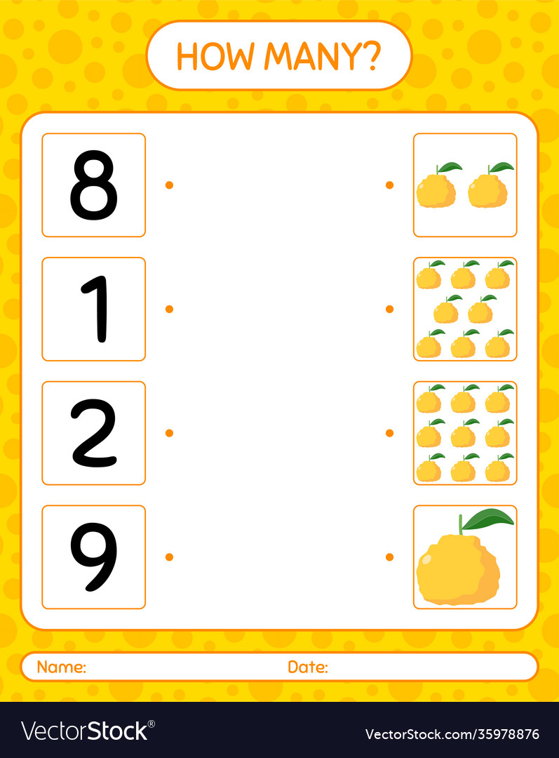 How many counting game with ugli worksheet vector image How many counting game with ugli worksheet