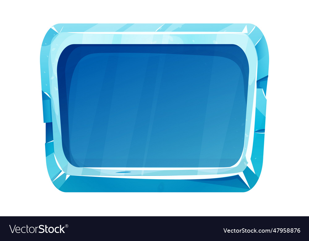 Ice button frozen frame level menu in cartoon vector image Ice button frozen frame level menu in cartoon